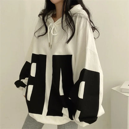 Fashion Letter Printing Hoodies WomenThin Large Size Casual Hooded Pullover Womens Tops