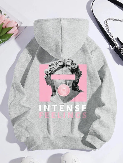 Sculpture Intense Feelings Printing Women Hoodies Casual Street Clothes