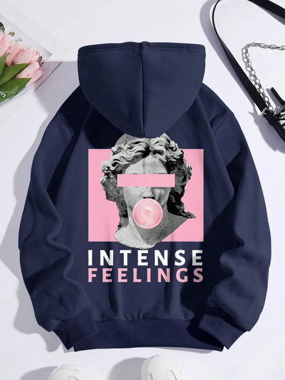 Sculpture Intense Feelings Printing Women Hoodies Casual Street Clothes