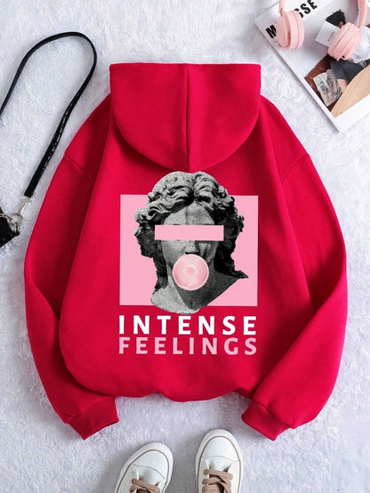 Sculpture Intense Feelings Printing Women Hoodies Casual Street Clothes