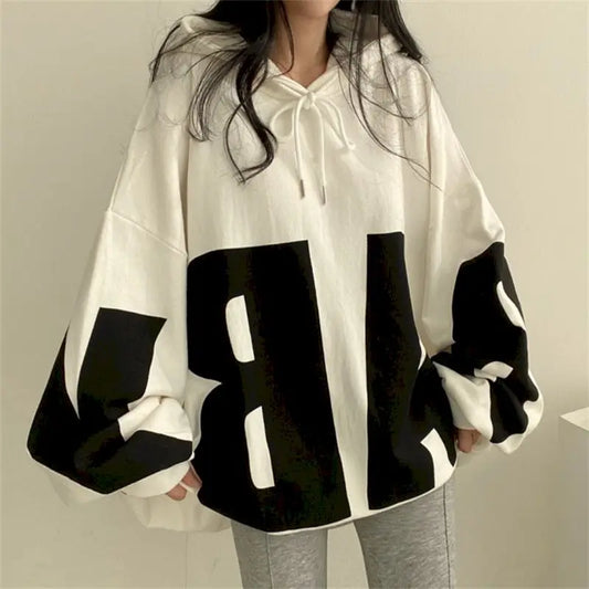 Fashion Letter Printing Hoodies WomenThin Large Size Casual Hooded Pullover Womens Tops