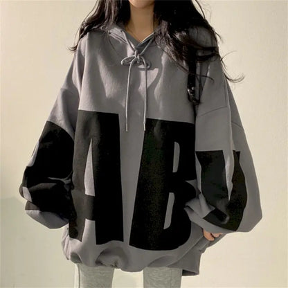 Fashion Letter Printing Hoodies WomenThin Large Size Casual Hooded Pullover Womens Tops