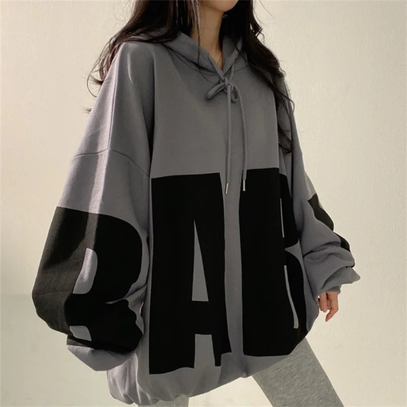 Fashion Letter Printing Hoodies WomenThin Large Size Casual Hooded Pullover Womens Tops