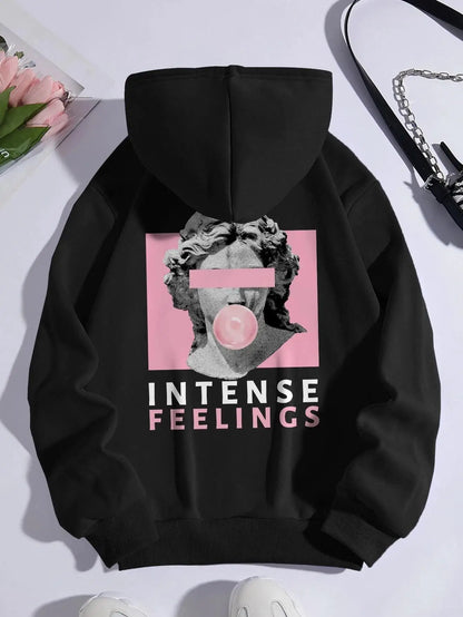 Sculpture Intense Feelings Printing Women Hoodies Casual Street Clothes