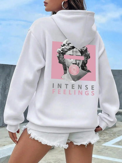 Sculpture Intense Feelings Printing Women Hoodies Casual Street Clothes